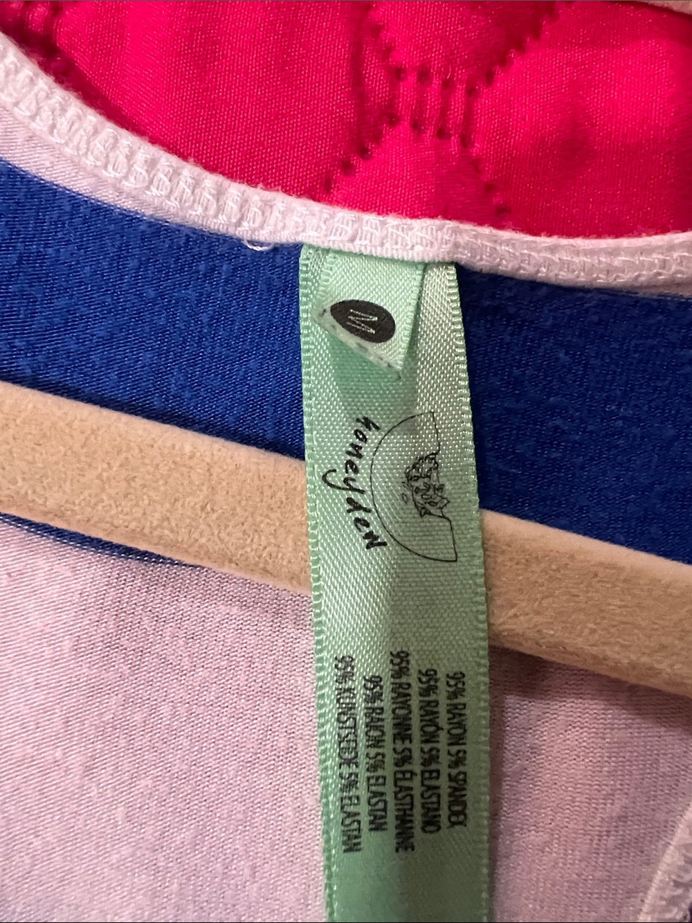 Honeydew Intimates Blue and White Striped Romper with Pink Trim - Picture 2 of 6